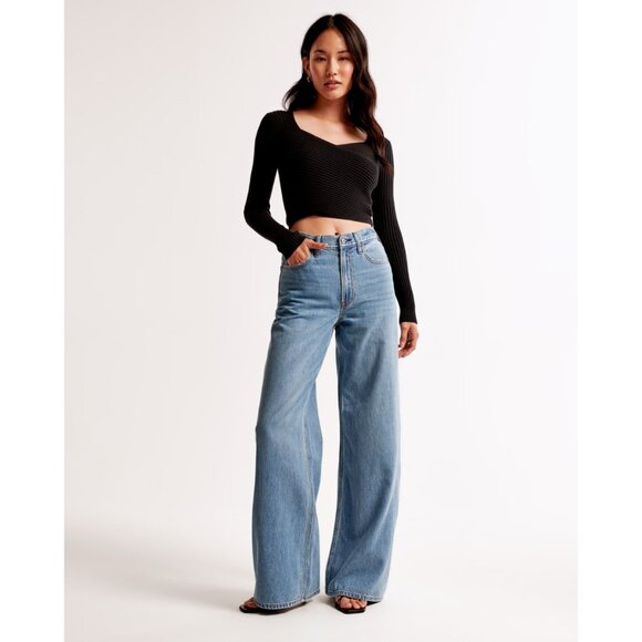 Abercrombie & Fitch Curve Love The Wide Leg High Rise Jeans - Picture 1 of 8